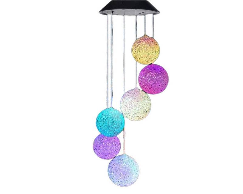 LETGOSPT LED Solarleuchte Solar Windspiel Glockenspiele LED Solar Wind Chime Light Spiral, LED fest integriert, Solarlampe mit 6 Kugeln von LETGOSPT