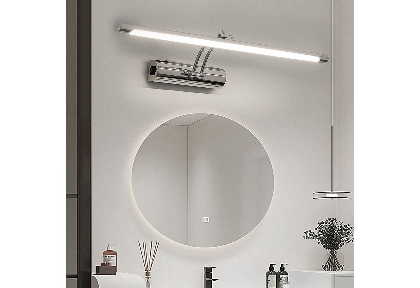 LETGOSPT LED Spiegelleuchte 12W LED Schrankleuchte 55cm, IP44 Badleuchte von LETGOSPT