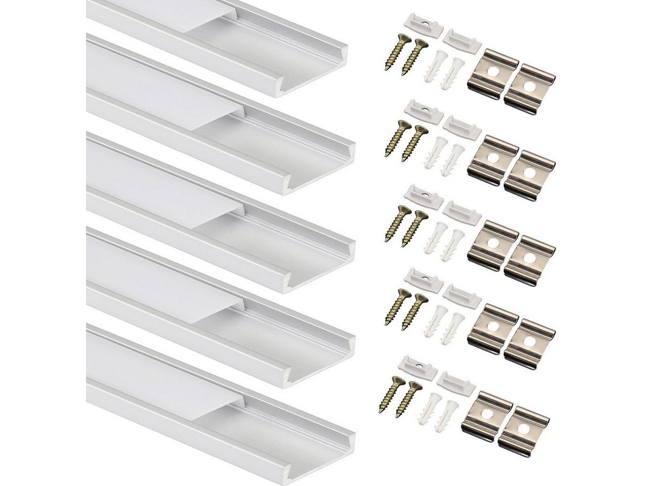LETGOSPT LED-Stripe-Profil 5 Stücke 1 m LED Profil Aluprofil Alu Schiene Leiste Profile, Aluminium LED-Stripe-Profil für LED-Streifen Eloxiert LETGOSPT LED-Stripe-Profil 5 Stücke 1 m LED Profil Aluprofil Alu Schiene Leiste Profile, Aluminium LED-Stripe-Profil für LED-Streifen Eloxiert von LETGOSPT