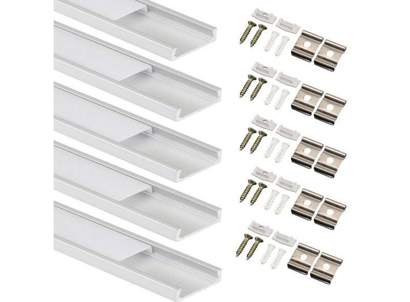 LETGOSPT LED-Stripe-Profil 5 Stücke 1 m LED Profil Aluprofil Alu Schiene Leiste Profile, Aluminium LED-Stripe-Profil für LED-Streifen Eloxiert von LETGOSPT