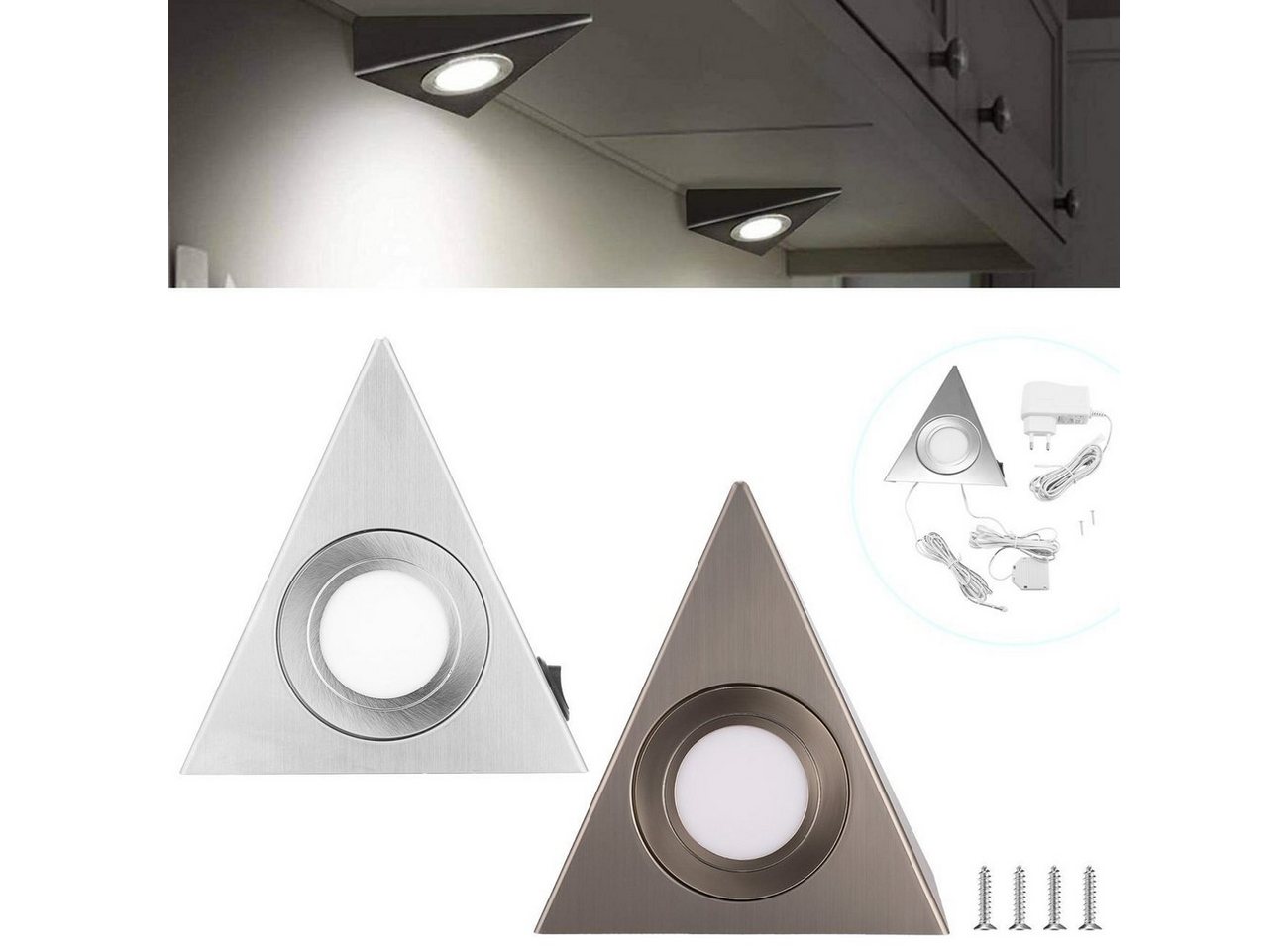 LETGOSPT LED Unterbauleuchte LED Unterbauleuchte, Küchenleuchte ink 3 x 2 Watt 6000-6500K LED Modul, LED fest integriert, Tageslichtweiß, Einbauleuchten, Einbaustrahler, Küchen-Unterbau-Leuchten von LETGOSPT