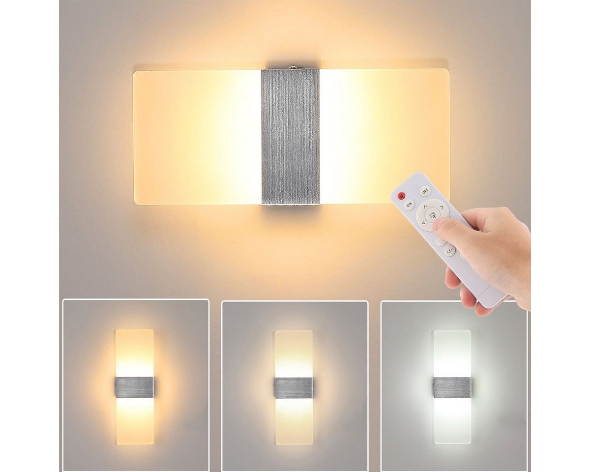 LETGOSPT LED Wandleuchte 12W Modern Wandleuchte Innen LED Wandlampe aus Acryl Mit Fernbedienug, LED fest integriert, Kaltweiß/Naturweiß/Warmweiß, Wandleuchten für Wohnzimmer / Schlafzimmer / Treppenhaus / Flur von LETGOSPT