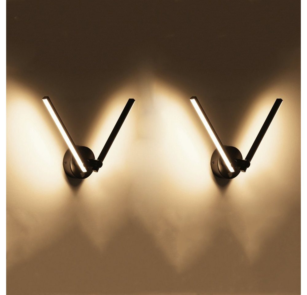 LETGOSPT LED Wandleuchte Wandlampe Wohnzimmer 180° Schwenkbar Schwarze Wandbeleuchtung, LED fest integriert, Warmweiß, Flurlampe Wohnzimmerlampe, für Treppenhaus Wohnzimmer Schlafzimmer von LETGOSPT