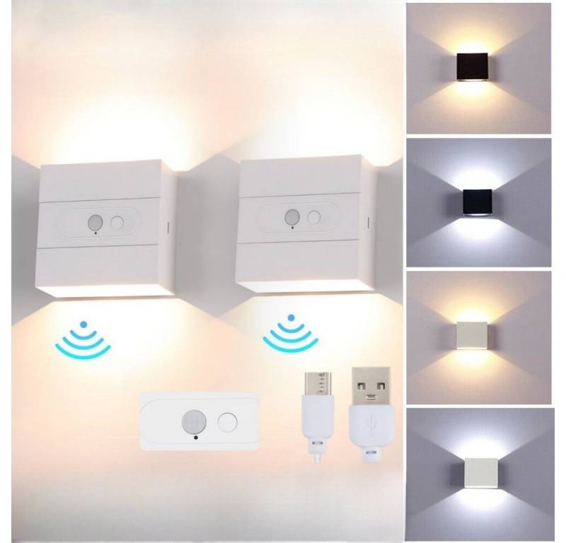 LETGOSPT LED Wandleuchte Wandleuchte LED Innen 2er Set, 10x10x5cm Up an Down Wandlampe Innen, LED fest integriert, Warmweiß, Aluminium-Druckguss Wandleuchte 10w, 3000K, für Wohnzimmer Garage von LETGOSPT