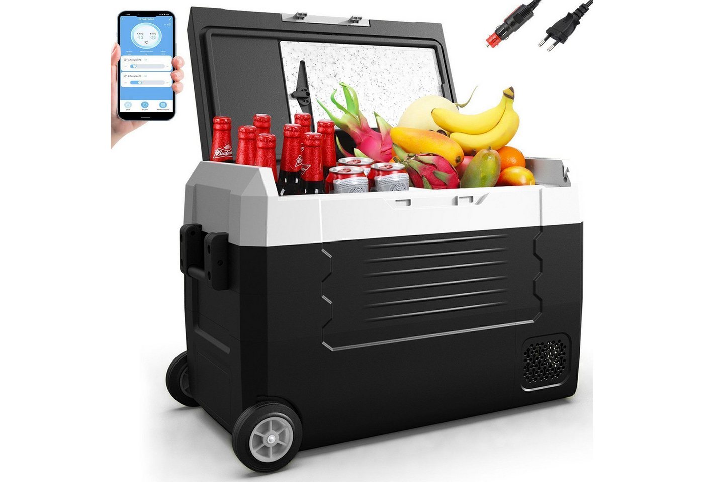 LETGOSPT Thermobehälter Kompressor Kühlbox,45L, elektrisch kompressor mit APP-Steuerung, (20°C - 20°C 12/24V DC & 100-240V AC), geeignet für Auto, Camping, LKW, Wohnmobile und Zuhause usw von LETGOSPT