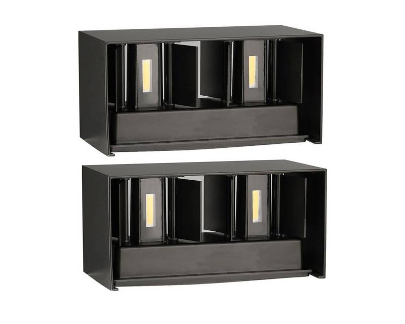 LETGOSPT Wandleuchte 12W Quader LED Wandlampe aus Aluminium, IP65 Außenwandleuchte, Ohne Bewegungsmelder, LED fest integriert, Warmweiß, Auf und ab Einstellbarer Lichtstrahl, IP65 Wasserdichte Wandlampe von LETGOSPT