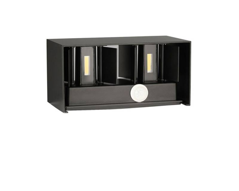 LETGOSPT Wandleuchte 12W Quader LED Wandlampe aus Aluminium, IP65 Außenwandleuchte, mit Bewegungsmelder, LED fest integriert, Warmweiß, Auf und ab Einstellbarer Lichtstrahl, IP65 Wasserdichte Wandlampe von LETGOSPT