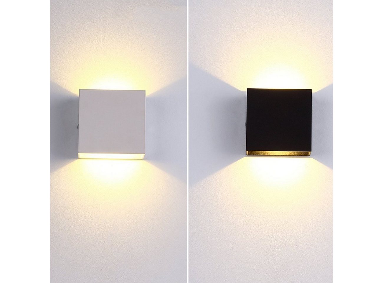 LETGOSPT Wandleuchte 6W/12W LED Wandlampe Innen, LED Wandstrahler Wandleuchte 10x10x5cm, LED fest integriert, Warmweiß, Treppen Flur Modern Square Lampe, für Wohnzimmer, Schlafzimmer, Treppe von LETGOSPT