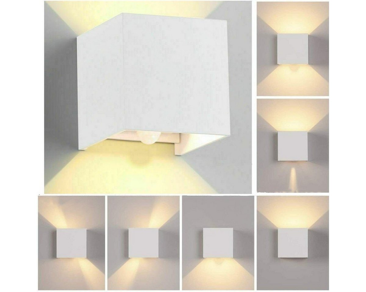 LETGOSPT Wandleuchte 7W LED Wandlampe Cube Lampe Auf & ab Einstellbarer Wand Strahler Licht, LED fest integriert, Warmweiß, IP65, mit Bewegungsmelder, für Wohnzimmer, Schlafzimmer, Gaststätten von LETGOSPT