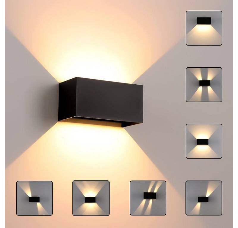 LETGOSPT Wandleuchte LED Wandlampe Innen/Außen Aluminium Wandleuchte Auf & ab Einstellbarer, LED fest integriert, warmweiß, 12W Quader LED Außenwandleuchte,IP65 Wasserdichte,für Hallen, Hotel von LETGOSPT