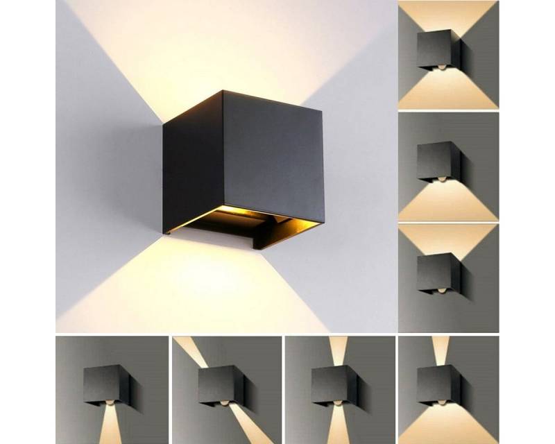 LETGOSPT Wandleuchte LED Wandleuchte Aussen 10W, Einstellbarer Abstrahlwinkel Wandlampe, LED fest integriert, Warmweiß, Mit Einstellbar Abstrahlwinkel LED Wandbeleuchtung von LETGOSPT