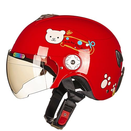 Halbschalenhelm Für Kinder-Motorrad, Für 2–14 Jahre, Süßer 3/4-Helm Mit Visier Für Jugendliche, Halbschalenhelm Für Kleinkinder Im Vintage-Stil Für Moped D,48-56 cm von LETIANZG