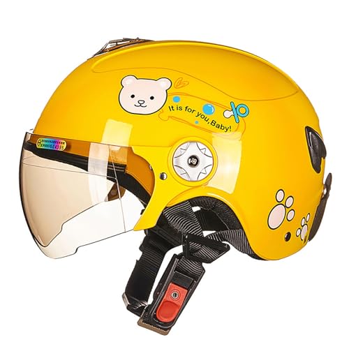 Kinderhelm Offenem Gesicht, Kindermotorrad, 3/4-Moped-Halbhelm, Modischer Vintage-Jethelm Für Kinder Im Alter Von 3–14 Jahren A,48-56 cm von LETIANZG