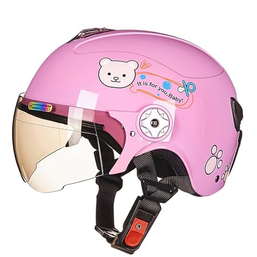 Kinderhelm Offenem Gesicht, Kindermotorrad, 3/4-Moped-Halbhelm, Modischer Vintage-Jethelm Für Kinder Im Alter Von 3–14 Jahren C,48-56 cm von LETIANZG