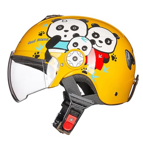 Kinderhelm Offenem Gesicht, Kindermotorrad, 3/4-Moped-Halbhelm, Modischer Vintage-Jethelm Für Kinder Im Alter Von 3–14 Jahren F,48-56 cm von LETIANZG