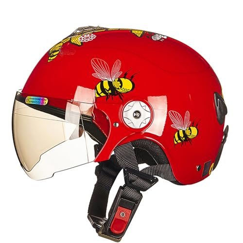 Kinderhelm Offenem Gesicht, Kindermotorrad, 3/4-Moped-Halbhelm, Modischer Vintage-Jethelm Für Kinder Im Alter Von 3–14 Jahren H,48-56 cm von LETIANZG