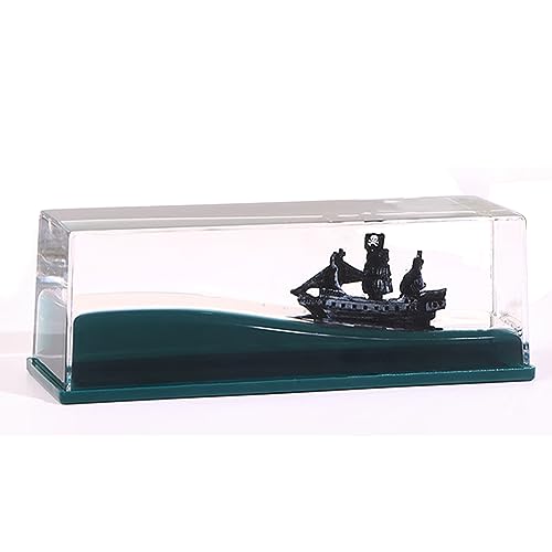 Black Pearl Piratenschiff in einer Flasche - Boot in einer Box Flüssigkeitswelle Flüssigkeit Drift Flasche Schwarze Perle Piraten Modell Schiff Segelsimulation für Heimdekoration Vitrinen Schreibtisch von LETINE