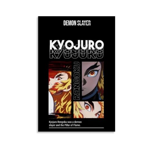 LETOOUY Anime Demon Slayer Kyojuro Rengoku Poster Dekorative Malerei Leinwand Wandkunst Wohnzimmer Poster Schlafzimmer Malerei,Wandkunst Bilddruck Moderne Familienzimmer Dekor 12x18inch(30x45cm) von LETOOUY