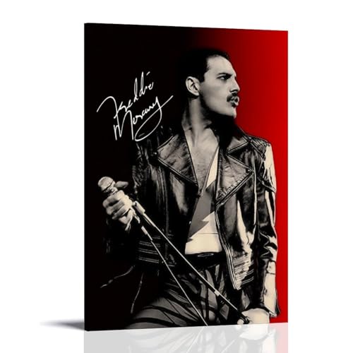 Musician Legend Freddie Mercury Autographed Photo Poster Dekorative Malerei Leinwand Wandkunst Wohnzimmer Poster Schlafzimmer Malerei,Wandkunst Bilddruck Moderne Familienzimmer Dekor 24x36inch(60x90cm von LETOOUY