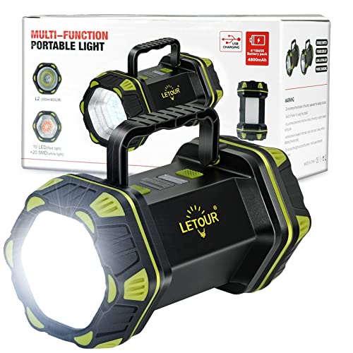 LETOUR LED Handscheinwerfer, LED Taschenlampe 1200LM Ultra-Long Standby Hochleistungs wasserdichte Campinglaterne 7 Modi Superheller LED Suchscheinwerfer (Technischer Blick) von LETOUR