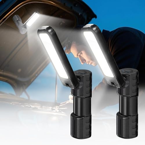 LETOUR Werkstattlampe LED Arbeitsleuchte 2 Stück Arbeitslampe Lampe Werkstatt 4 Lichtmodi Arbeitsleuchte LED Akku Magnet 180°Drehbar Inspektionslampe Garage Lampe für Notlicht Stromausfall von LETOUR