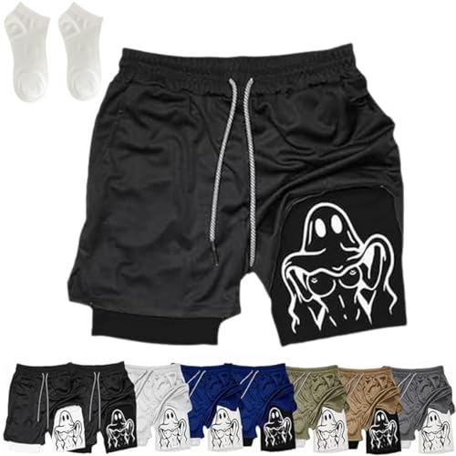 LETROBBV Siirigo Shorts for Men,Mens Casual 2 in 1 Quick Dry Shorts with Pockets,Drawstring Print Gym Running Training Short LETROBBV Siirigo Shorts for Men,Mens Casual 2 in 1 Quick Dry Shorts with Pockets,Drawstring Print Gym Running Training Short von LETROBBV