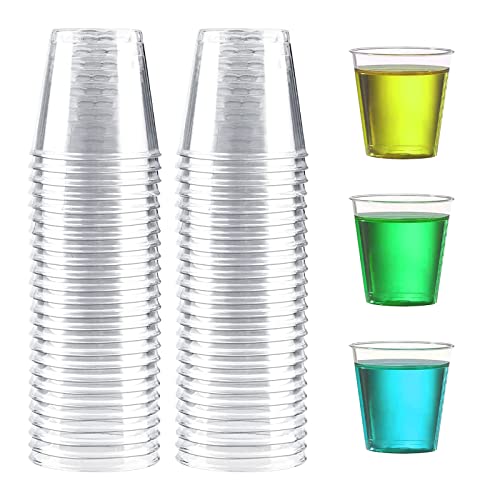 LETTERASHQP 50 Stück Schnapsbecher,30ml Plastik Shotgläser,Hartplastik Neon Partybecher,Shot Gläser Plastik,Schnapsgläser Aus Kunststoff,für Verkostung,Partys,Weihnachten,Geburtstage von LETTERASHQP