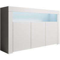 Sideboard Modern mit led Küchenschrank Kommode Wohnzimmerschrank 3 Türen Aufbewarungsschrank Buffet Esszimmer 155x91x37cm Modell Aker Weiss Matt Sideboard Modern mit led Küchenschrank Kommode Wohnzimmerschrank 3 Türen Aufbewarungsschrank Buffet Esszimmer 155x91x37cm Modell Aker Weiss Matt von LETTIEMOBILI