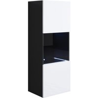 Vitrinenschrank mit LED Hängeschrank Vitrine Wohnzimmer 1 Tür 3 Fächer 40x126x29cm Modell Luke V3 Schwarz und Weiss Glanz Vitrinenschrank mit LED Hängeschrank Vitrine Wohnzimmer 1 Tür 3 Fächer 40x126x29cm Modell Luke V3 Schwarz und Weiss Glanz von LETTIEMOBILI