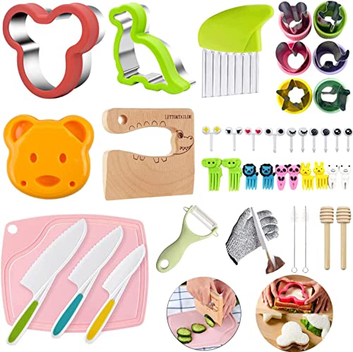 LETTO & TAILOR Kindermesser und Brotausstechformen Kinder Set 41-teiliges, Ausstecher Brot und Gemüse Kinder, Keks, Obst, Sandwich, Gemüseschneider Set, Micky Dinosaurier Form von LETTO & TAILOR