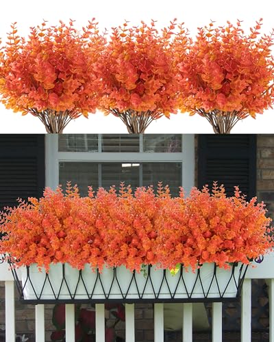 LEUCHTAMOR Künstliche Eukalyptusstiele, Herbstorange, künstliche Eukalyptuszweige, künstliche Herbst-Eukalyptusblätter für Vasen, Außenbereich, Haus, Garten, Dekoration, 8 Stück LEUCHTAMOR Künstliche Eukalyptusstiele, Herbstorange, künstliche Eukalyptuszweige, künstliche Herbst-Eukalyptusblätter für Vasen, Außenbereich, Haus, Garten, Dekoration, 8 Stück von LEUCHTAMOR