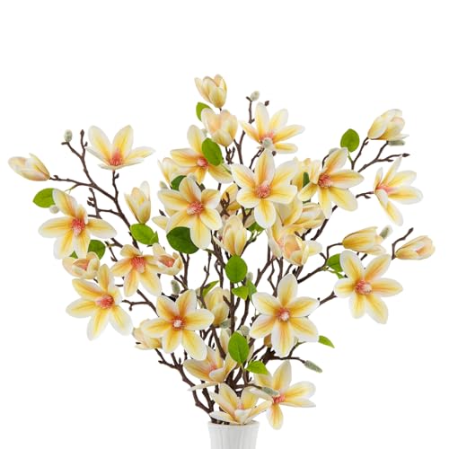 LEUCHTAMOR Künstliche Magnolien-Blumen, gelbe künstliche Magnolien-Blumen, fühlen Sich echt an, für Tischdekoration, Wohnzimmer, Büro, Heimdekoration, 3 Stück LEUCHTAMOR Künstliche Magnolien-Blumen, gelbe künstliche Magnolien-Blumen, fühlen Sich echt an, für Tischdekoration, Wohnzimmer, Büro, Heimdekoration, 3 Stück von LEUCHTAMOR