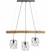 3er Pendelleuchte Edgar schwarz-holz 120 x 20 cm E27 60 w Pendelleuchte - Leuchten Direkt von LEUCHTEN DIREKT