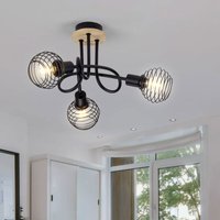 Deckenstrahler 3 Flammig schwarz Spots Deckenleuchte schwarz Deckenlampe, Holzakzent, Käfigschirme, 3x E14 Fassungen, d 44,5 cm Deckenstrahler 3 Flammig schwarz Spots Deckenleuchte schwarz Deckenlampe, Holzakzent, Käfigschirme, 3x E14 Fassungen, d 44,5 cm von LEUCHTEN DIREKT