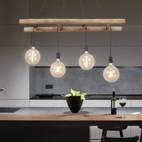 Leuchten Direkt - JustLight 4er Pendelleuchte Edgar schwarz-holz 120 x 30 cm E27 60 w Pendelleuchte von LEUCHTEN DIREKT