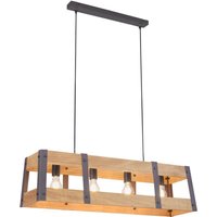 Leuchten Direkt - Pendelleuchte Holzpendel Hängeleuchte Holzbalken natur, Eisen, braun, schwarz, IP20, lackiertes Eisen, 4x E27 Fassungen, LxBxH: Leuchten Direkt - Pendelleuchte Holzpendel Hängeleuchte Holzbalken natur, Eisen, braun, schwarz, IP20, lackiertes Eisen, 4x E27 Fassungen, LxBxH: von LEUCHTEN DIREKT
