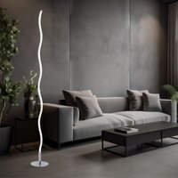 Stehlampe led Stehleuchte Wohnzimmerlampe Designleuchte Schlafzimmerlampe, Wellen Design, Stahl silber, 10W 750lm warmweiß, DxH 14x120 cm Stehlampe led Stehleuchte Wohnzimmerlampe Designleuchte Schlafzimmerlampe, Wellen Design, Stahl silber, 10W 750lm warmweiß, DxH 14x120 cm von LEUCHTEN DIREKT