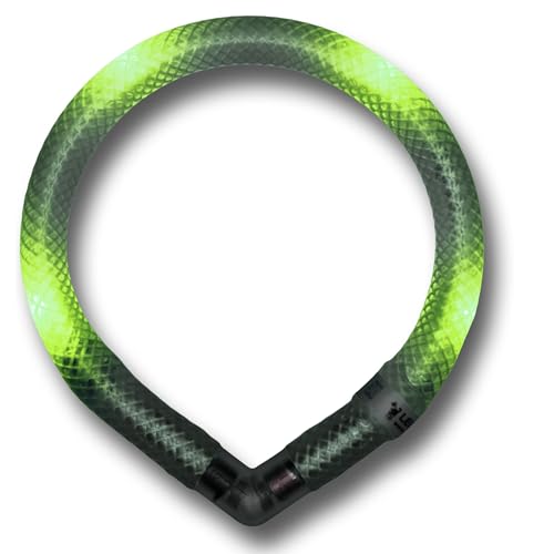 LEUCHTIE® Leuchthalsband Mini für Hunde, wasserdichtes LED Halsband, enorm hell, 50h Leuchtdauer, für kleine Hunde Limette 27,5 von LEUCHTIE