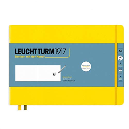 LEUCHTTURM1917 362368 Skizzenbuch Landscape (A5), Hardcover, 112 Seiten (150 g/m²), Zitrone von LEUCHTTURM1917