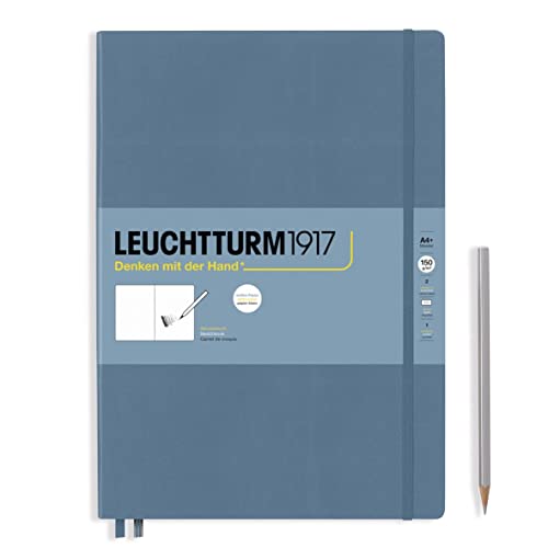 LEUCHTTURM1917 366154 Skizzenbuch Master (A4+), Hardcover, 112 Seiten (150 g/qm), blanko, Stone Blue von LEUCHTTURM1917