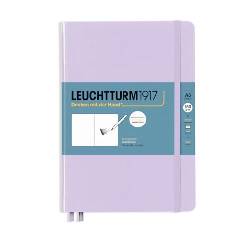 LEUCHTTURM1917 370353 Skizzenbuch Medium (A5), Hardcover, 112 Seiten (150 g/qm), blanko, Lilac von LEUCHTTURM1917