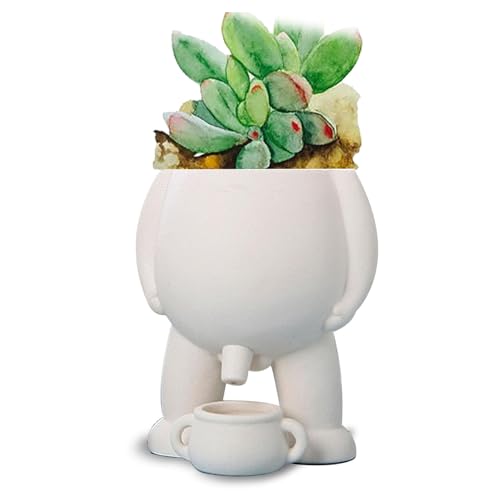 LEVDRO Piss-Topf-Übertopf, neuartiger pinkelnder Pflanztopf – Wasser gießen, pinkelnde lustige Vase, Gartengröße 13,5 cm, Blumentopf, lustige Vase, Heimdekoration (White) von LEVDRO