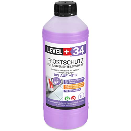 1 L Frostschutz für Bauzementklebstoffe, Zementkleber Fliesenkleber für thermische Isolierklebstoffe RM34 von LEVEL PLUS