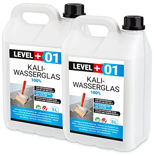 Kaliwasserglas 10 Liter Unverdünnt Haftgrund Bindemittel Holzimprägnierung Pur Wasserglas 100%, Versiegelung RM01 von LEVEL PLUS