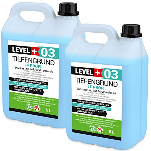 LEVEL PLUS 10 L Tiefengrund LF Profi Grundierung Tiefgrund Tiefengrundkonzentrat Haftgrund 1:1 RM03 von LEVEL PLUS