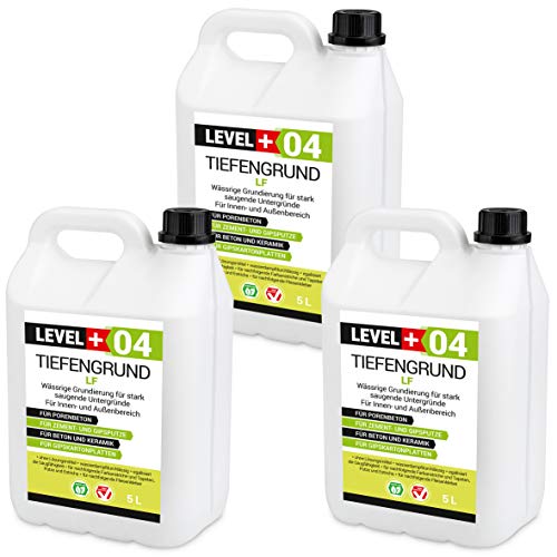 LEVEL PLUS 04 Tiefengrund LF 15L, Grundierung Wand Innen und Außen, Tiefgrund Farben Tapeten, Universal Primer Gebrauchsfertig für saugende Untergründe von LEVEL PLUS