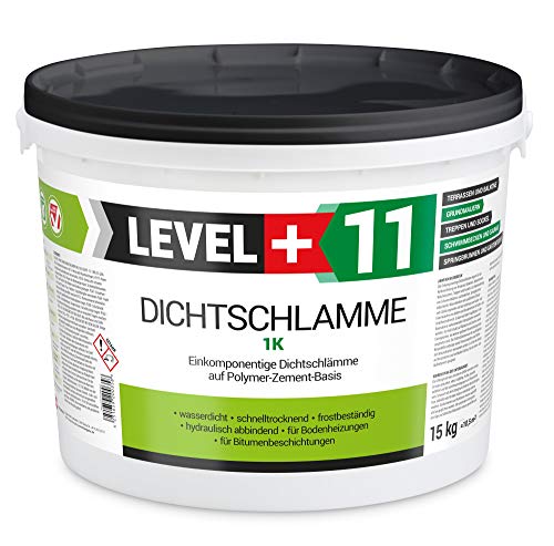 Dichtschlämme 1K 15kg, Abdichtung, Trockener Keller, Fundamentwände, Balkone, Terrasse, Dichtungsschlämme RM11 von LEVEL PLUS