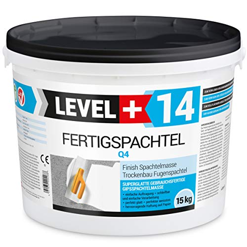 15 kg Fertigspachtel Spachtelmasse Glättspachtel Fugenspachtel reinweiss Weiß RM14 von LEVEL PLUS