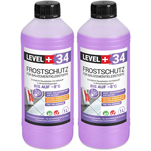 2 L Frostschutz für Bauzementklebstoffe, Zementkleber Fliesenkleber für thermische Isolierklebstoffe RM34 von LEVEL PLUS
