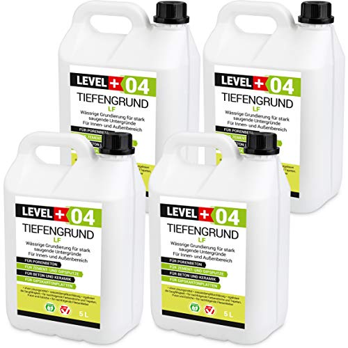 LEVEL PLUS 04 Tiefengrund LF 20L, Grundierung Wand Innen und Außen, Tiefgrund Farben Tapeten, Universal Primer Gebrauchsfertig für saugende Untergründe von LEVEL PLUS